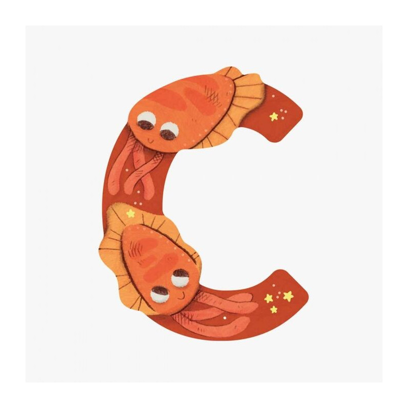 Lettre Bois C Orange Alphabet