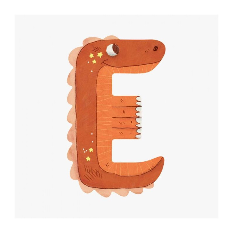 Lettre Bois E Orange Alphabet