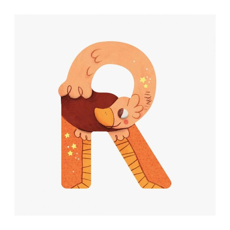 Lettre Bois R Orange Alphabet