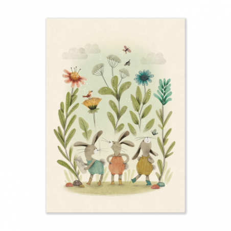 Affiche Lapins 50x70cm Trois petits lapins