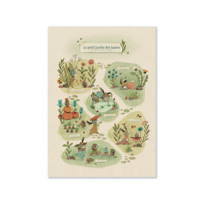 Affiche Le Petit Jardin 50x70cm Trois petits lapins