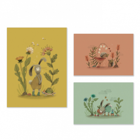 Set de 3 Affiche Trois petits lapins