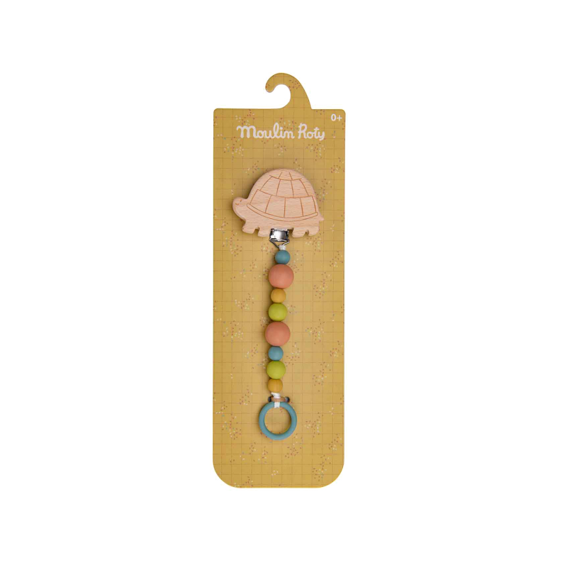 Attache Tétine Bois et Silicone Tortue Trois Petits Lapins