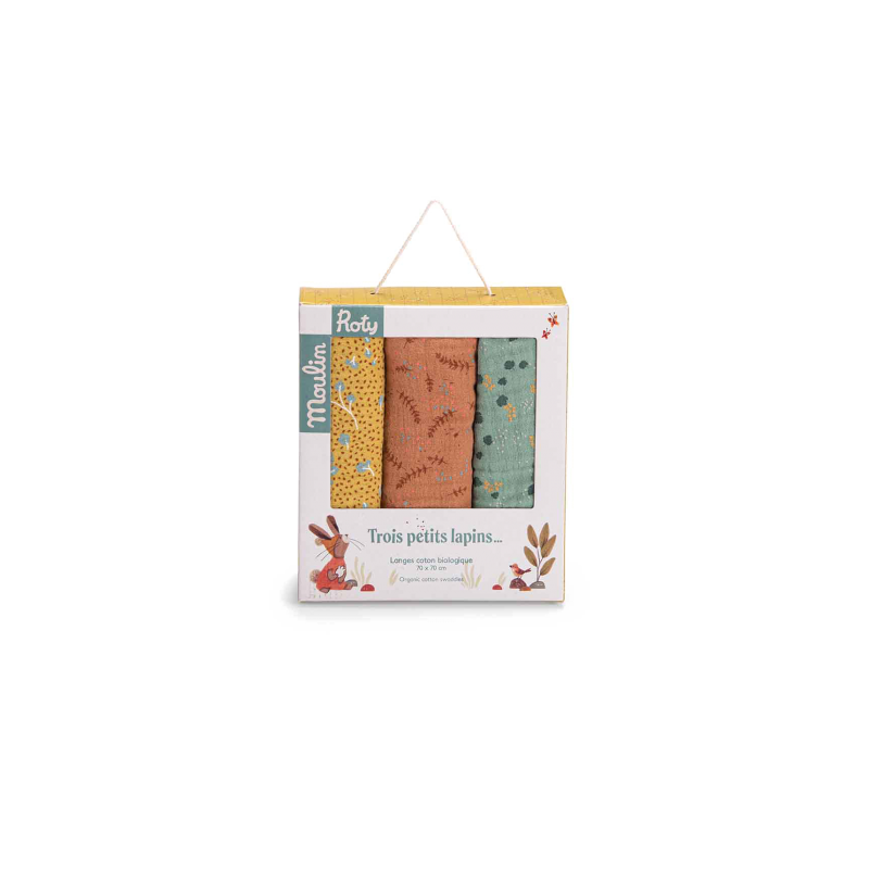 Set de 3 Langes (ocre/argile/sauge) Trois Petits Lapins