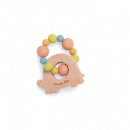 Hochet Anneau de Dentition Bois et Silicone Tortue