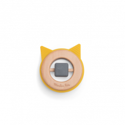 Hochet Anneau de Dentition Bois et Silicone Chat Les  Moustaches