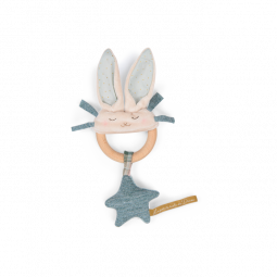 Hochet Anneau Bois Lapin Bleu La Petite Ecole De Danse