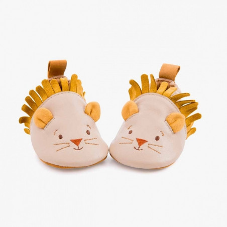 Chausson Cuir Lion Beige Sous mon Baobab 6/12 Mois