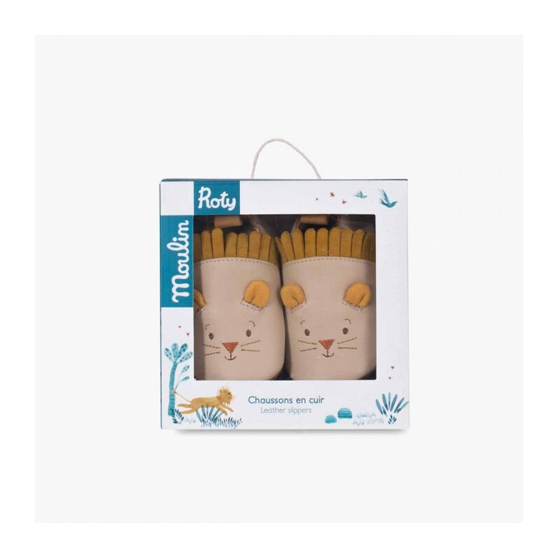 Chausson Cuir Lion Beige Sous mon Baobab 6/12 Mois