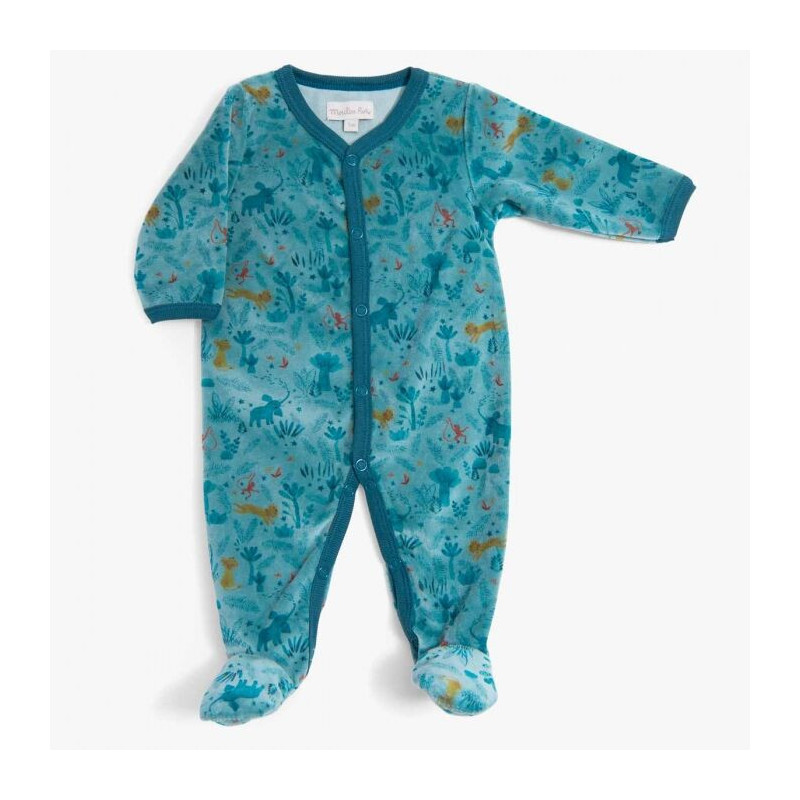 Pyjama 1 Mois Velours Bleu Nuit Sous Mon Baobab