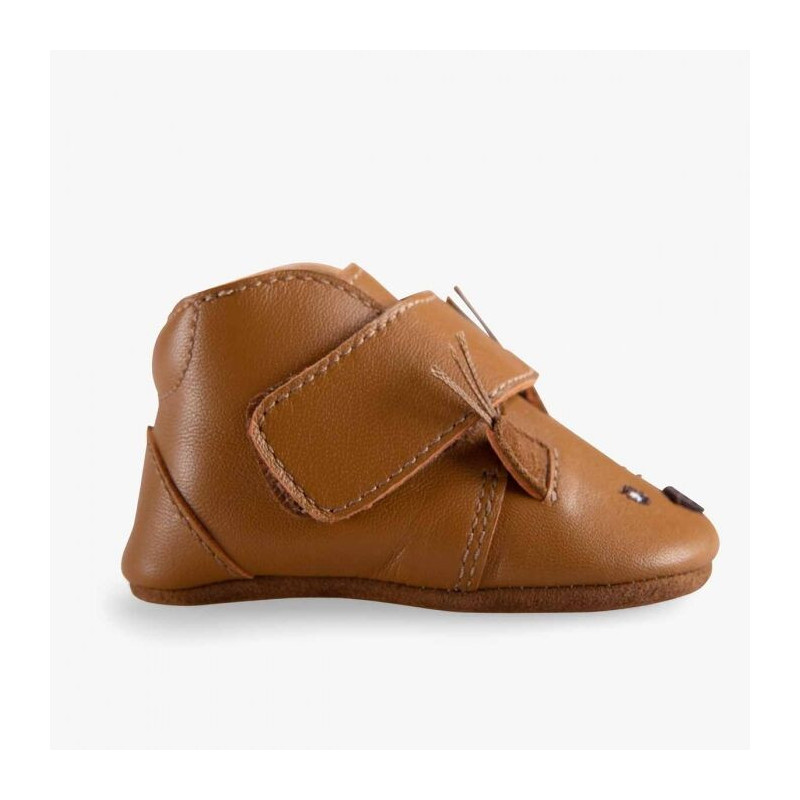 Chausson Cuir Ecureuil Caramel Pomme des Bois 6/12 Mois